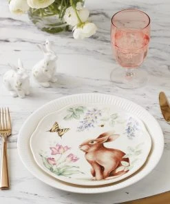 Lenox Butterfly Meadow Bunny 4-Piece Accent Plate Set 6 Lenox Butterfly Meadow Bunny 4-Piece Accent Plate Set