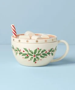 Lenox Dinnerware Holiday Cocoa Mug Covered Candy Dish