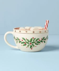 Lenox Dinnerware Holiday Cocoa Mug Covered Candy Dish