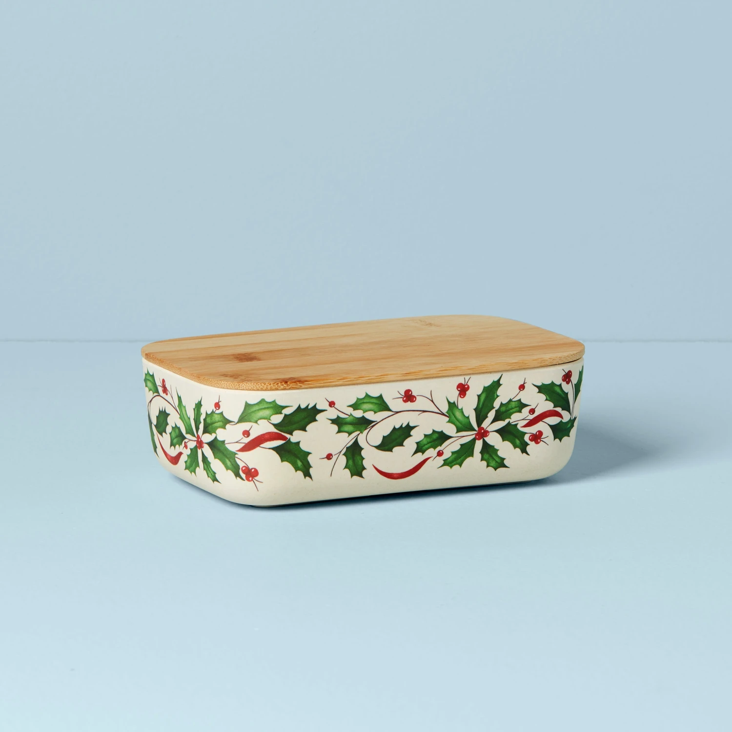 Lenox Holiday Bamboo Rectangular Server With Lid 3 Lenox Holiday Bamboo Rectangular Server With Lid