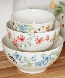 Lenox Butterfly Meadow 3-Piece Bowl Set 6 Lenox Butterfly Meadow 3-Piece Bowl Set