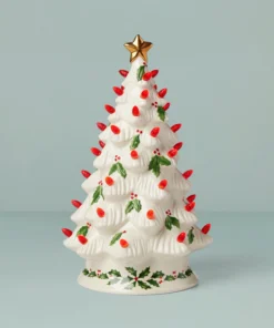 Lenox Treasured Traditions Holiday Red Bulbs Lit Tree
