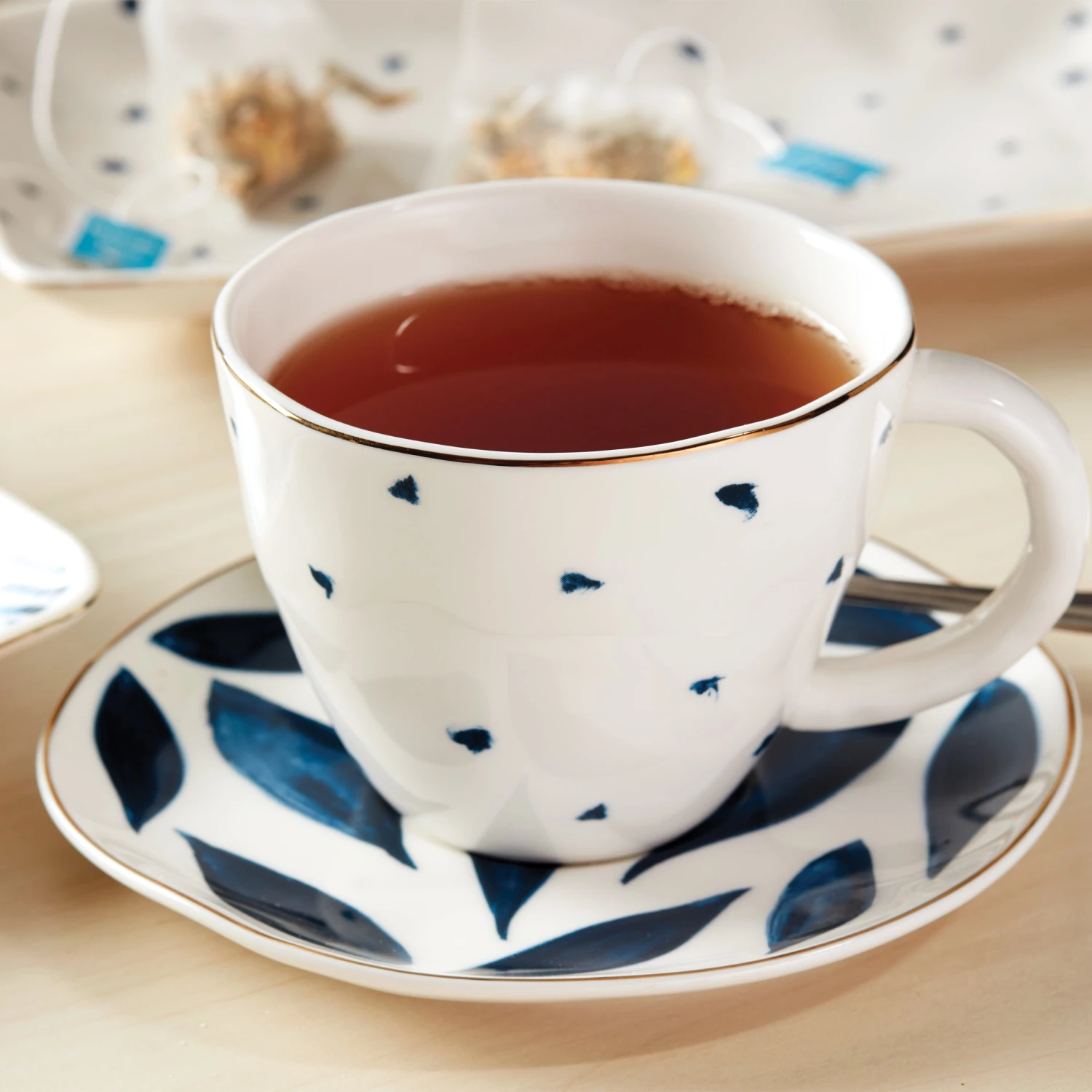 Lenox Dinnerware Blue Bay 4-Piece Teacup & Saucer Set 4 Lenox Dinnerware Blue Bay 4-Piece Teacup & Saucer Set