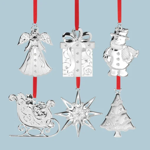 Lenox Sale Silver Gems Clear Stone 6-Piece Ornament Set