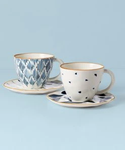 Lenox Dinnerware Blue Bay 4-Piece Teacup & Saucer Set