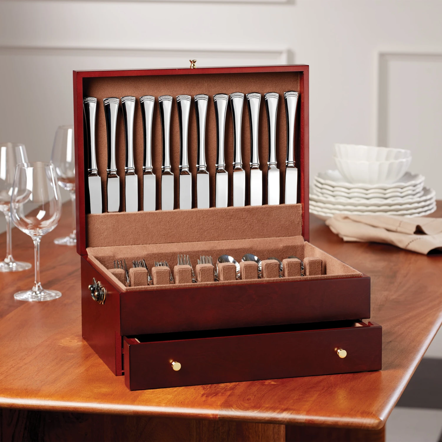 Lenox Mahogany Flatware Chest 5 Lenox Mahogany Flatware Chest