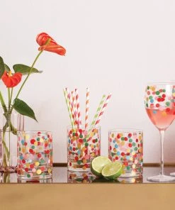 Kate Spade Drinkware It's Raining Confetti Double Old Fashioned Glasses