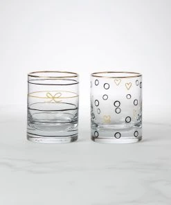 Kate Spade Drinkware Doodle Away 2-Piece Double Old Fashioned Glass Set