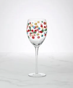Kate Spade Drinkware It's Raining Confetti Wine Glass
