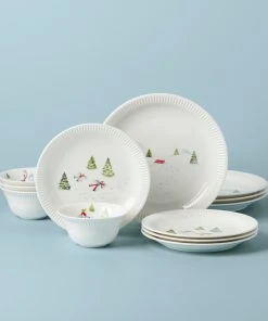 Lenox Profile Snow Day 12-Piece Dinnerware Set