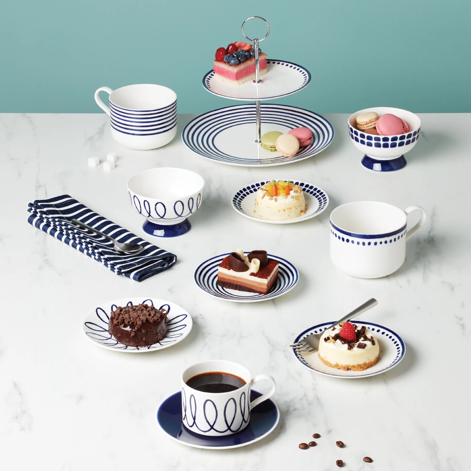 Kate Spade Charlotte Street Cup & Saucer Set 4 Kate Spade Charlotte Street Cup & Saucer Set