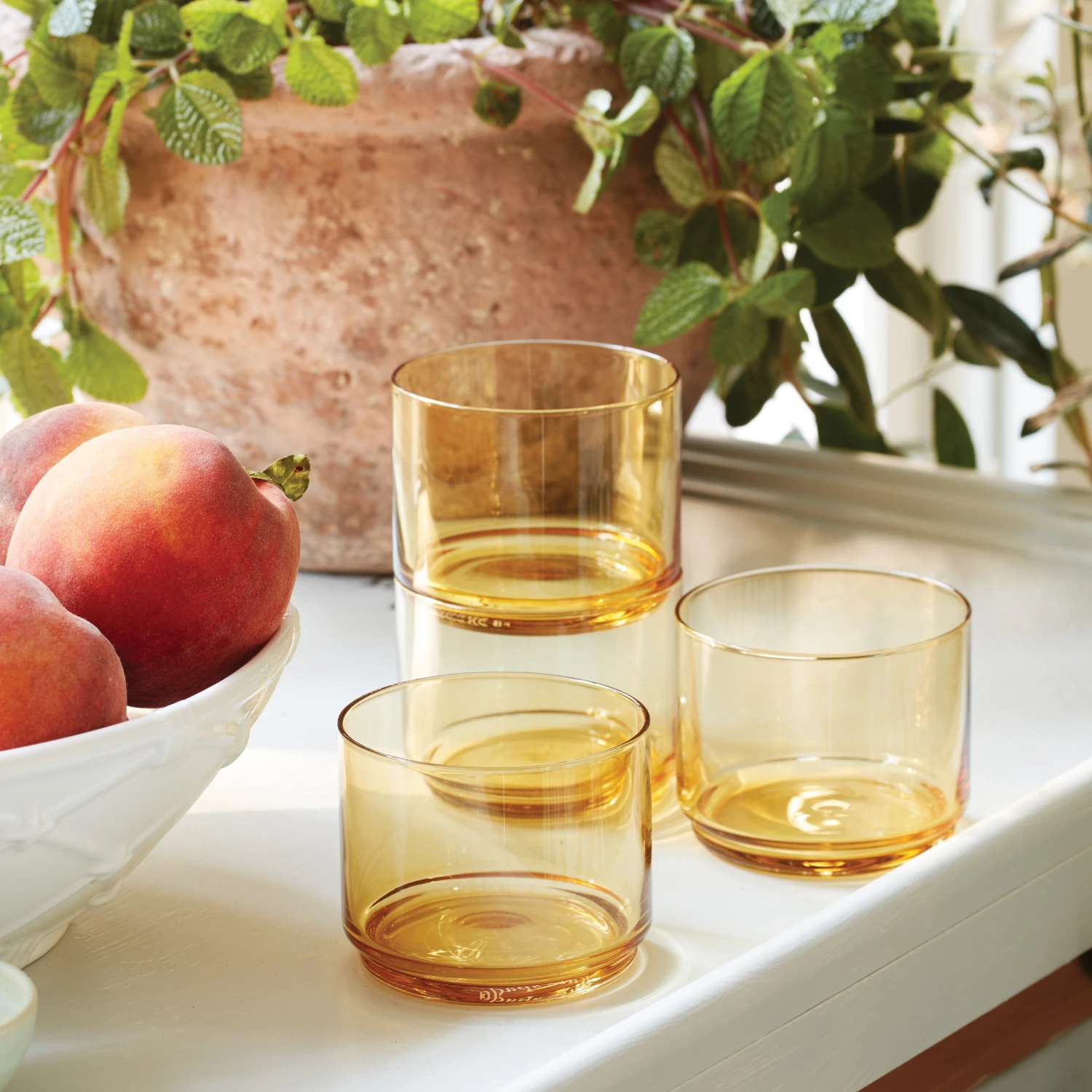 Lenox Tuscany Classics Stackable 4-Piece Short Glasses 4 Lenox Tuscany Classics Stackable 4-Piece Short Glasses